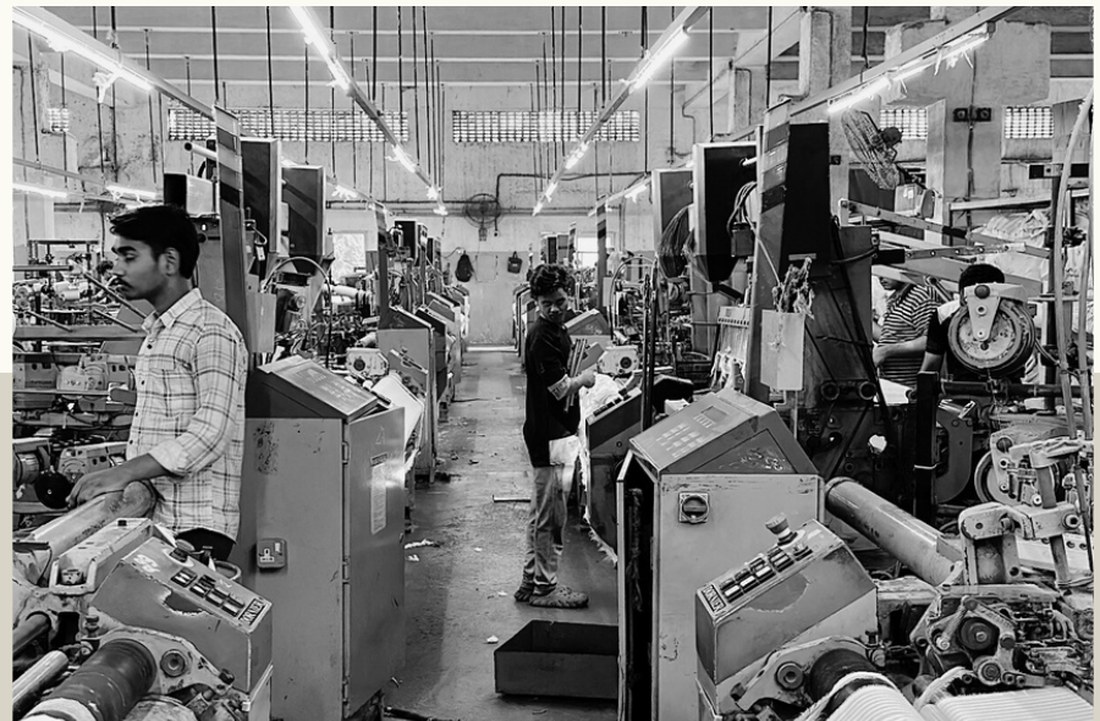 Textile machinery in operation